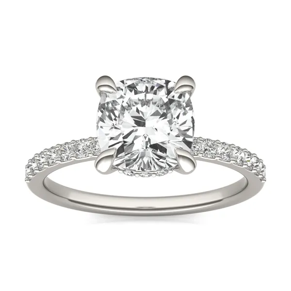 Cushion Custom Hidden Halo 1/2 Eternity Engagement Ring
